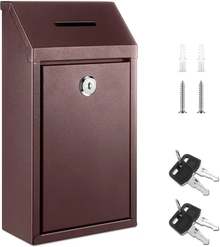 Vista 26 de Yaocom Caja de Recolectión de Donaciones de Efectivo de Metal Caja de Sugerencias Segura con Cerradura Montada en la Pared Buzón de Entrega