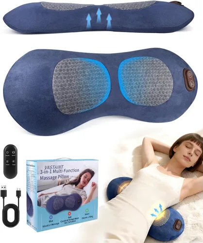 Vista 8 de Masajeador inalámbrico de espalda baja 3 en 1 con calor, compresión de aire azul-gris