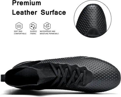 Vista 4 de Botas de fútbol para hombre, botas de fútbol para entrenamiento profesional, para exteriores, interiores, deportes, atléticas, para niños grandes