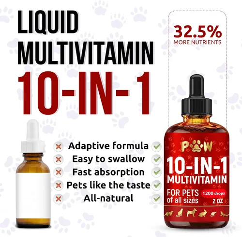 Vista 8 de Multivitamínico para gatos B, C y D3 - Multivitamínico líquido 10 en 1 para perros - Vitaminas y suplementos para perros para ayudar con alergias e