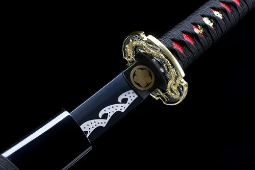 Vista 5 de Katana Katana Katana Dark Evil Dragon de 41 pulgadas, hecha a mano japonesa, práctica, acero T10, templado/arcilla templada, espiga completa