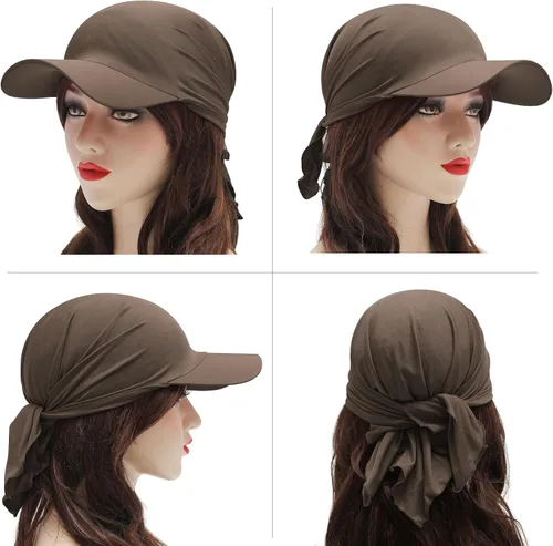 Vista 5 de ZLYC Gorro de quimioterapia de verano para mujer marrón (Plain Brown)