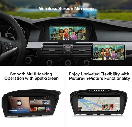 Vista 7 de XTRONS Estéreo de coche Android de 8.8 pulgadas para BMW Serie 3 E90-E93/5 Series E60 E61 M5 (2005-2008) Sistema CCC, pantalla táctil IPS 2+64GB