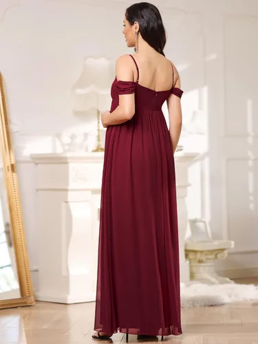 Vista 2 de Ever-Pretty Vestido de fiesta de maternidad de gasa con hombros descubiertos y tirantes delgados para mujer 20826