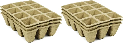 Vista 9 de Juego de 31 macetas de turba biodegradables y ecológicas. Bandeja de 12 macetas de 3 pulgadas - Macetas de turba recicladas no blanqueadas perfectas