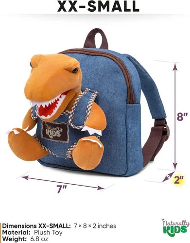 Vista 3 de Naturally KIDS Mochila para niños pequeños, Mini de 06 "h - Peluche T-rex, 06"h Mini