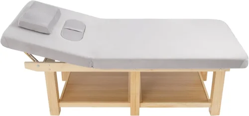 Vista 10 de Cama de masaje ancha, camas faciales de spa, ajuste del respaldo de 0-45°, cama de tratamiento físico para belleza, peluquería, tratamiento