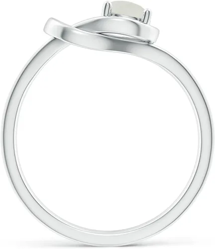 Vista 2 de Angara Anillo solitario de piedra lunar natural para mujeres y niñas en plata de ley, oro macizo de 14 quilates, regalo de joyería de piedra natal
