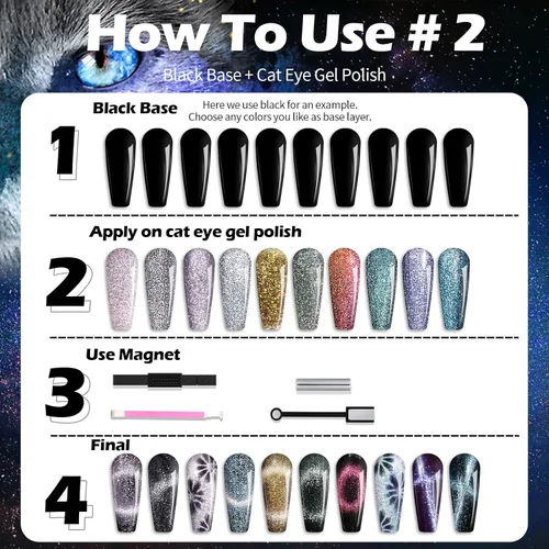 Vista 7 de Clara Colors Esmalte de uñas magnético – Kit de esmalte de gel de ojo de gato de 20 colores, esmalte de uñas holográfico con purpurina de ojo