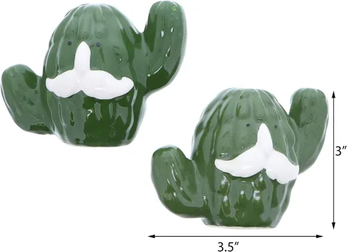 Vista 4 de Juego de regalo de cactus salero y pimentero y plato de cactus de cerámica