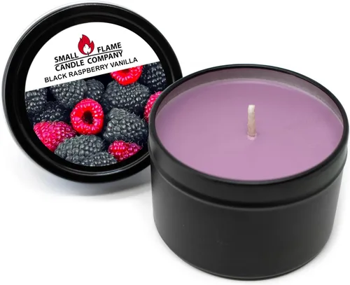 Vista 2 de Vela de soja de coco natural hecha a mano de Small Flame Candle Company (frambuesa y vainilla negra)