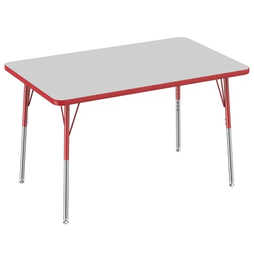 Vista 179 de FDP - Mesa rectangular para actividades escolares y de oficina (24 x 36 pulgadas), patas estándar con deslizadores giratorios, altura ajustable