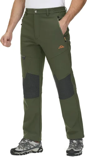 Vista 4 de TACVASEN pantalones de senderismo para hombre con forro polar reforzados en las rodillas ligeros para esquí y snowboard sin cinturón