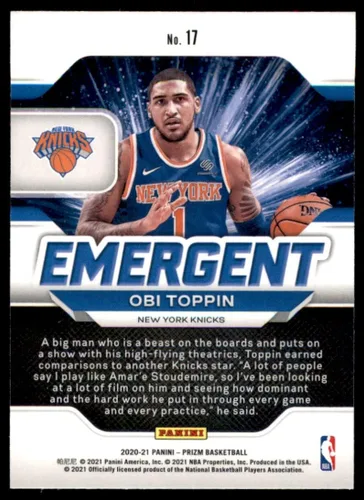 Vista 2 de 2020-21 Panini Prizm - Emergent #17 Obi Toppin