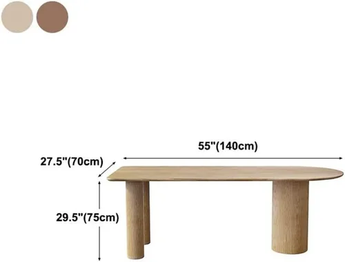 Vista 2 de LAKIQ Mesa de comedor creativa de forma irregular, mesa de cocina de isla de madera maciza, estilo nórdico moderno, mesa de comedor de cocina