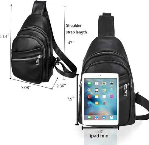 Vista 5 de Sunwel Fashion Riñonera ligera con 4 bolsillos con cremallera, estilo casual, cangureras, pequeña cruzada para mujer, Negro -, Mochila casual