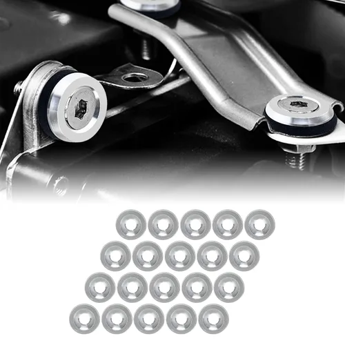 Vista 9 de JDM - Kit de pernos de aluminio para parachoques de parachoques, 20 juegos, M6 x 0.787 in para bahía de motor (negro) 20-set · engine bay dress-up
