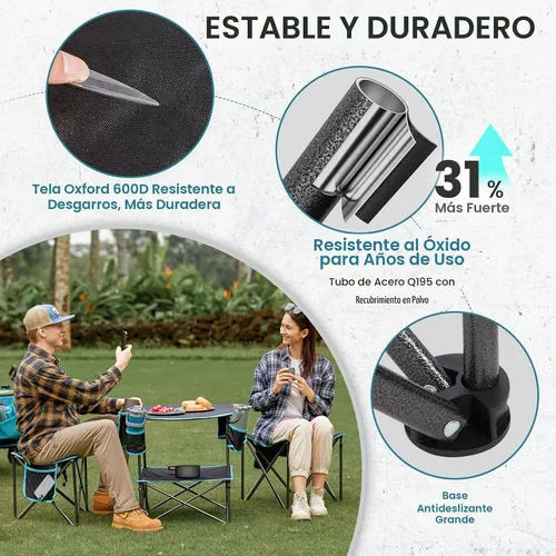 Vista 6 de FUNDANGO Taburete trípode plegable, silla de pesca portátil ligera con asiento acolchado grueso, 440 libras, sillas de campamento al aire libre