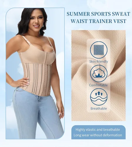Vista 5 de SHAPSHE Entrenador de cintura para mujer, entrenamiento de cintura, control de abdomen, reductor de cintura para sudor, moldeador de cuerpo, hueso