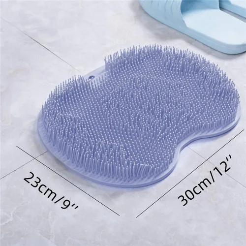 Vista 5 de YVPSI Limpiador de pies y espalda para ducha, almohadilla de masaje montada en la pared, cepillo de masaje de baño de silicona con ventosas para Azul