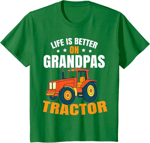 Vista 32 de Life Is Better On Grandpas Tractor Kids Farm Tractor Boy Camiseta, Negro