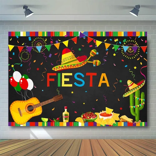 Vista 5 de Avezano Telón de fondo para fiesta de cumpleaños con temática mexicana, fondo de cabina de fotos de 7 x 5 pies, para verano, Luau Cinco de Mayo