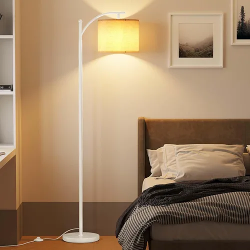 Vista 6 de SUNMORY Lámpara de pie de arco, lámpara de pie moderna con bombilla de 9W y 3 temperaturas de color, lámparas de pie de metal con pantalla colgante