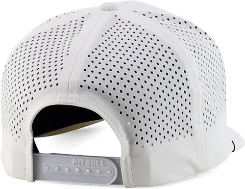 Vista 4 de Trendy Apparel Shop Tapa trasera de malla perforada híbrida de cuerda de perfil alto de 5 paneles Blanco Negro