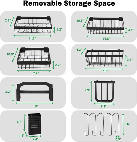 Vista 6 de LUCKYERMORE Escurridor de platos sobre el fregadero, escurridor de platos de 2 niveles, escurridor de platos para organización y almacenamiento