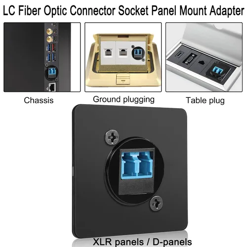 Vista 5 de QIANRENON Adaptador de montaje en panel de fibra LC Conector de fibra óptica LC Módulo acoplador de fibra LC Montaje en panel/D-Panel XLR