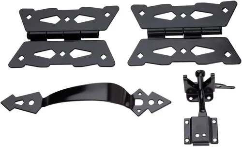 Vista 3 de National Hardware N109-300 V8418 - Kit de puerta de bisagra decorativa de mariposa en color negro Includes 2 Hinges, Latch, Pull and Hardware