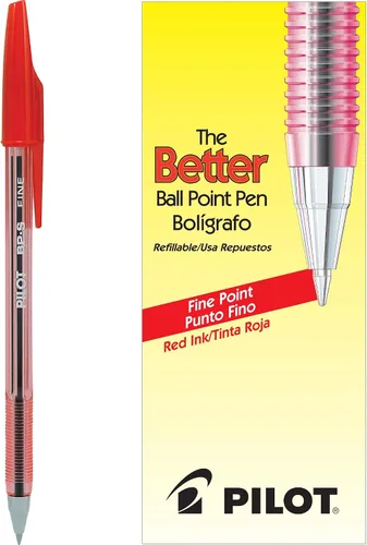 Vista 2 de PILOT The Better Bolígrafo recargable, punta fina, tinta roja, paquete de 12 (37011)