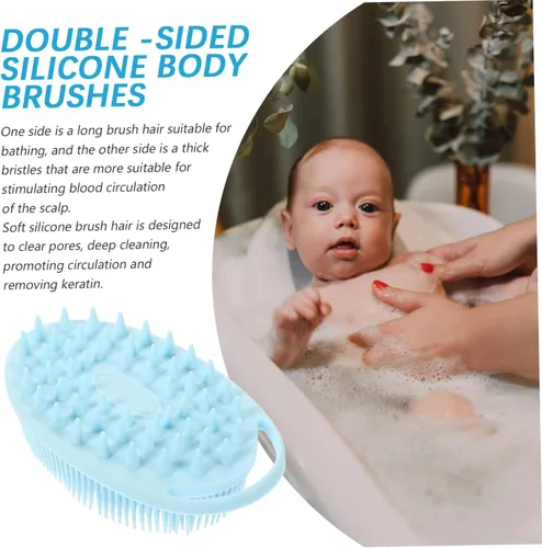 Vista 5 de Shower Brush with Soft Silicone Bristles for Deep Cleansing and Sensory Training Dual Sided Body Scrubber for Gentle Exfoliation and Massage