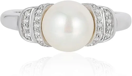 Vista 2 de Enchanted Disney Fine Jewelry - Anillo de cenicienta de plata de ley 16 con perlas y topacio azul Londres, Metal