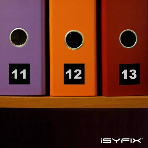 Vista 6 de iSYFIX Calcomanías negras de números consecutivos – 1 a 50, 1 pulgada, 1 juego – Vinilo autoadhesivo de alta calidad ideal para inventario