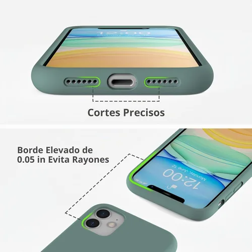 Vista 2 de Funda de silicona líquida compatible con iPhone 11, verde medianoche
