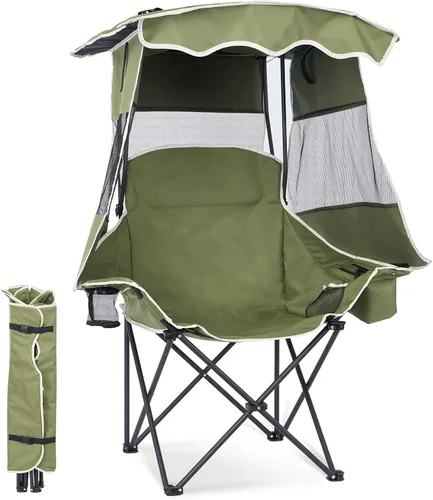 Vista 14 de DoCred Silla de playa con toldo plegable, portátil y plegable, con bolsa enfriadora y soporte para tazas, tumbonas de playa reclinables