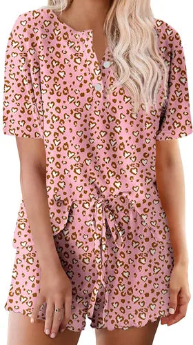 Vista 29 de Ekouaer Conjunto de pijamas teñidos con técnica tie dye para mujer, ropa de dormir, 2 piezas, conjuntos de pijamas, ropa de relajación A-tie Dye