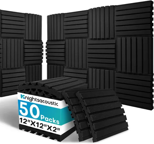 Vista 15 de Paquete de 8 paneles acústicos de pared, paneles de espuma a prueba de sonido con patrón de madera para paredes, paneles acústicos decorativos