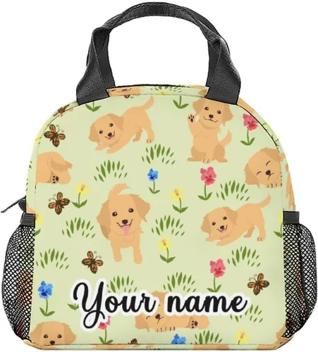Vista 7 de Golden Retriever - Bolsa de almuerzo para niñas y niños, pequeñas bolsas de almuerzo aisladas, bonita lonchera reutilizable para niños, bolsas
