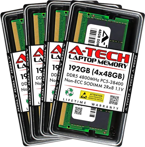 Vista 33 de A-Tech 8GB DDR5 4800MHz PC5-38400 CL40 SODIMM 1.1V Memoria RAM de 1.1V sin ECC sin búfer SO-DIMM de 262 pines para actualización de memoria