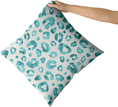 Vista 8 de Juego de 2 fundas de almohada con estampado de leopardo gris aguamarina de 16 x 16 pulgadas, diseño de guepardo gris acuarela y blanco, fundas
