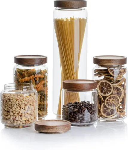 Vista 8 de Kanwone Juego de 3 recipientes herméticos para almacenamiento de alimentos, recipientes de almacenamiento de vidrio de 54 onzas con tapas de bambú