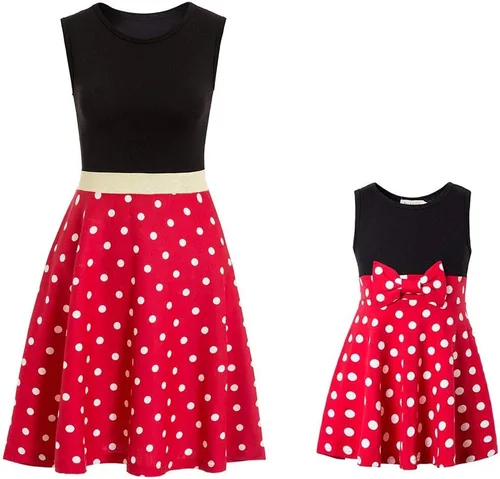 Vista 2 de Waruila Disfraz de princesa de Halloween, vestido de reina para adultos, elegante vestido de princesa para mujer, vestido de lunares rojos de Minnie