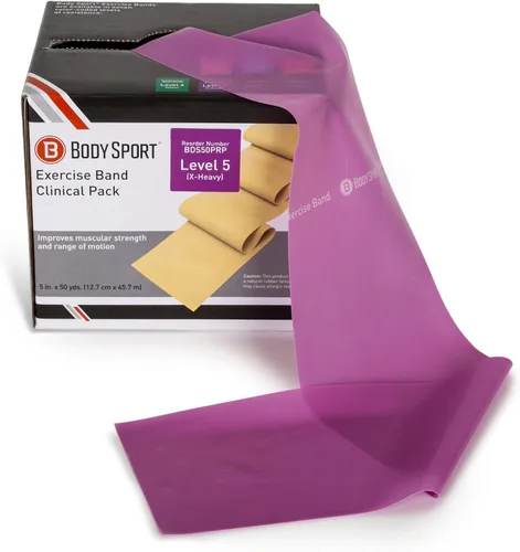 Vista 12 de Body Sport Bandas de ejercicio: bandas de resistencia en rollos de 50 yardas para fitness, estiramiento o terapia física