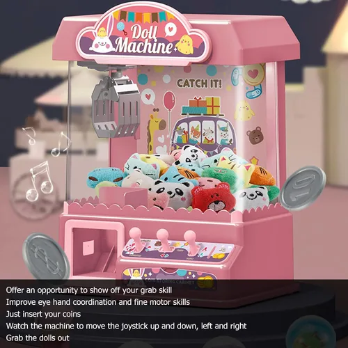 Vista 5 de Drfeify Juguete de la máquina del agarrador de muñecas,Mini muñeca Grabber juguete eléctrico Grabber de cáscara de huevo juguete con música niños ()