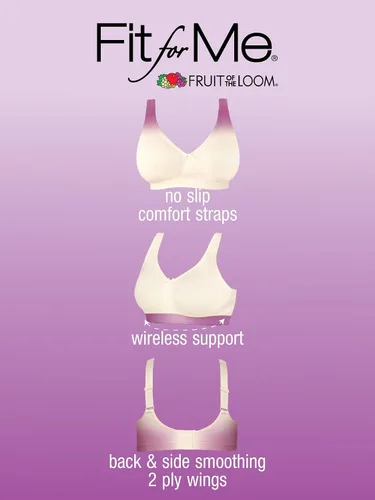 Vista 3 de Fruit of The Loom Womens Plus Size Wireless Cotton Bra
