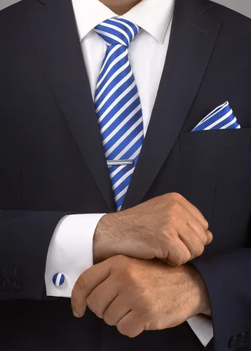 Vista 43 de Juego de corbata de regalo para hombre, corbata sedosa, bolsillo cuadrado, clips de corbata, gemelos para hombres