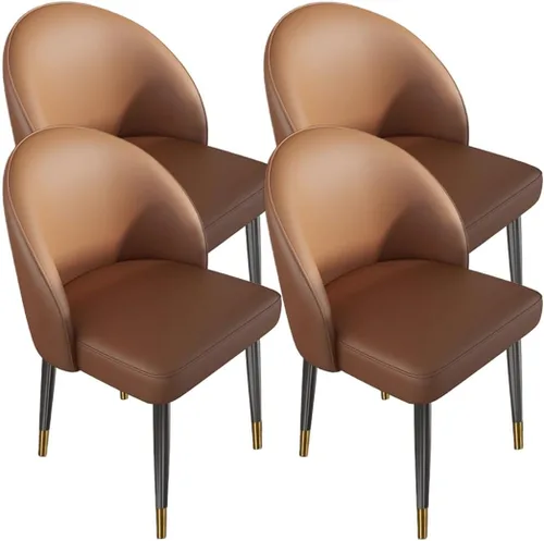 Vista 10 de YVYKFZD Juego de sillas de comedor, silla de comedor de cuero con respaldo curvo, sillas de cocina sin brazos, silla auxiliar tapizada cómoda
