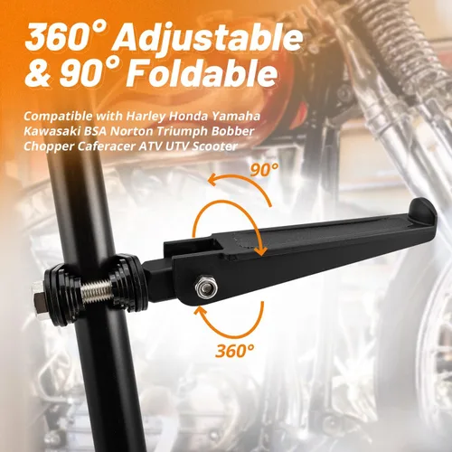 Vista 2 de Oumurs Estriberas abrazadera U compatible con 1 pulgada - 1.25 pulgadas 1 1/4 pulgadas protector de motor U-Clamp Estriberas compatibles con Harley